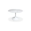 Baux Dining Table Carrara White Ceramic Top, White Powder Coated Steel Base