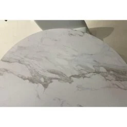 Baux Dining Table Carrara White Ceramic Top, White Powder Coated Steel Base -France and So Furniture DTA BAUX WHIT PCWHI 2