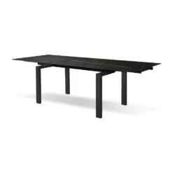 Cantro Extension Dining Table Shakespeare Black Sintered Stone, Black Powder Coated Steel Base