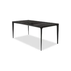 Capri Dining Table Safari Black Ceramic Top, Black Powder Coated Steel Base