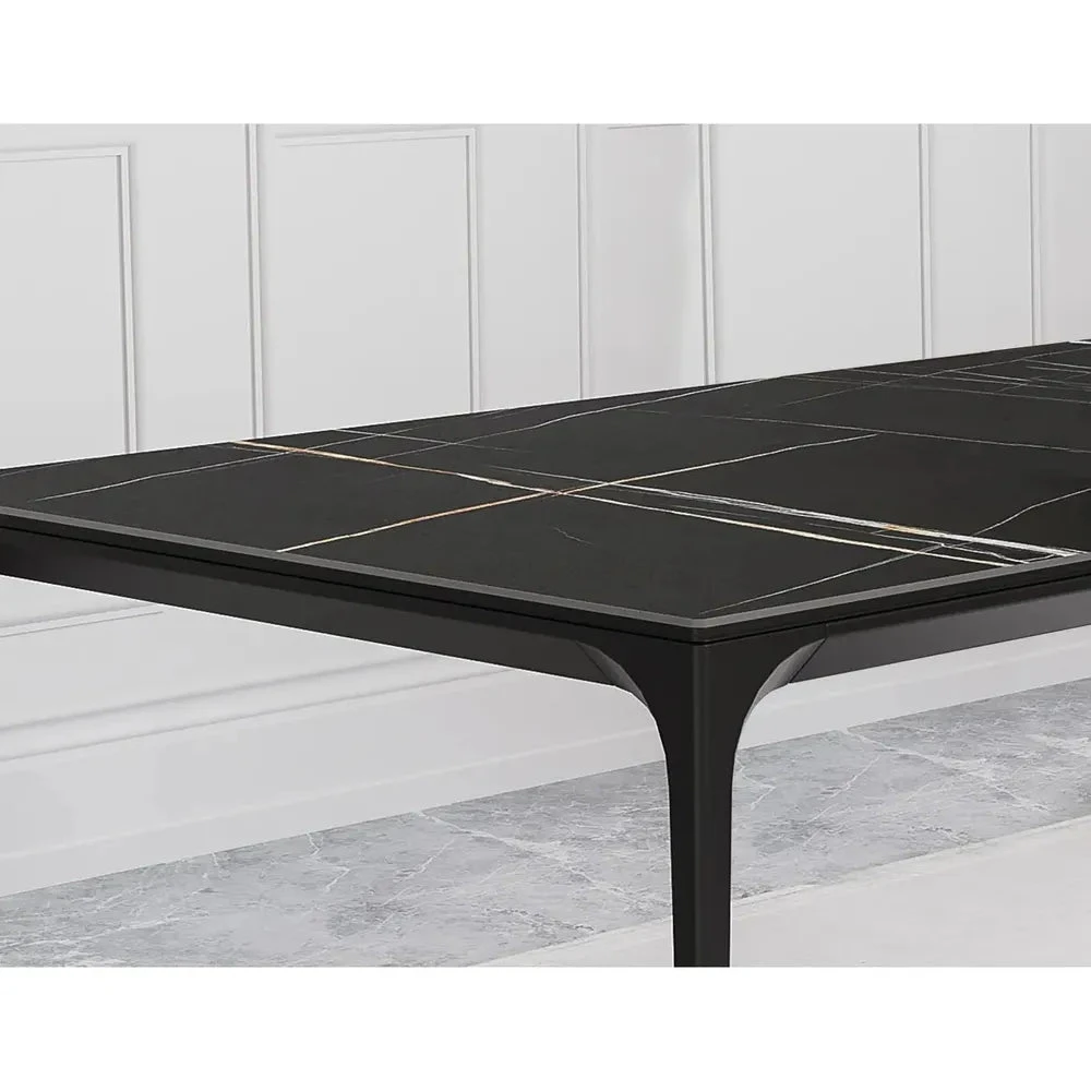 Capri Dining Table Safari Black Ceramic Top, Black Powder Coated Steel Base 2 Capri Dining Table Safari Black Ceramic Top, Black Powder Coated Steel Base - Image 2