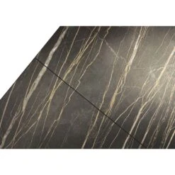 Century Double Extension Dining Table Noir Desir Ceramic Top, Black Powder Coated Steel Base -France and So Furniture DTA CENT NODE PCBLA 3