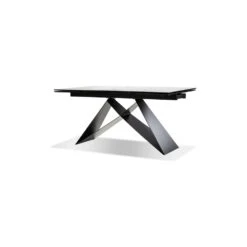 The W Double Extension Dining Table Carrara White Ceramic Top, Black Powder Coated Steel Base 8 The W Double Extension Dining Table Carrara White Ceramic Top, Black Powder Coated Steel Base -France and So Furniture DTA THEW CARR 2