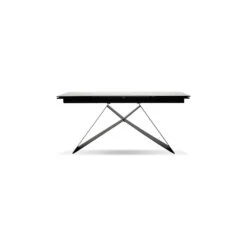 The W Double Extension Dining Table Carrara White Ceramic Top, Black Powder Coated Steel Base 10 The W Double Extension Dining Table Carrara White Ceramic Top, Black Powder Coated Steel Base -France and So Furniture DTA THEW CARR 4