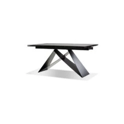 The W Double Extension Dining Table Slate Grey Ceramic Top, Black Powder Coated Steel Base -France and So Furniture DTA THEW SLAT 2