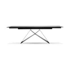 The W Double Extension Dining Table Slate Grey Ceramic Top, Black Powder Coated Steel Base -France and So Furniture DTA THEW SLAT 3