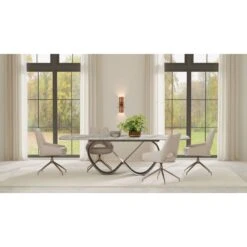 Wave 103" Dining Table Magellano Ceramic Top Black Powder Coated Steel Base