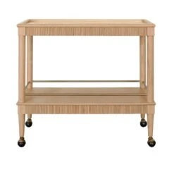 Dublin - Classic Bar Cart With Fluted Detail In Natural Oak