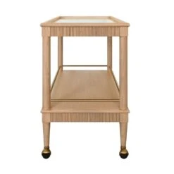 Dublin - Classic Bar Cart With Fluted Detail In Natural Oak -France and So Furniture DUBLIN 20NO SIDE
