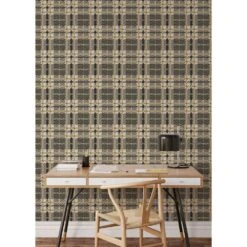 Clark Plaid Wallpaper -France and So Furniture Desk2 ClarkPlaid WoodLawnGreen