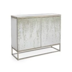 Aeolian Two-Door Cabinet - Off White, Silver