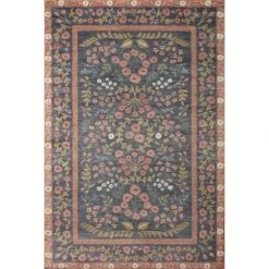 Rifle Paper Co. X Loloi Fiore Navy / Rust 7'-9" X 7'-9" Round Area Rug