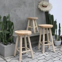 Kiran Teak Wood Stool -France and So Furniture FL1129 FL1130CNTR L2