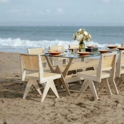 Jeanneret 86" Glass Dining Table -France and So Furniture FL1318GREY SYN FL1491BASW GREY L1 web