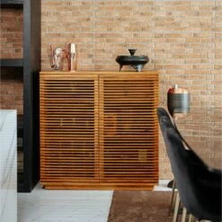 Jensen Slatted Teak Bar Cabinet -France and So Furniture FL1528NTRL L2