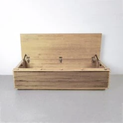 Jensen Slatted Teak Storage Bench -France and So Furniture FL1530IVORY 4