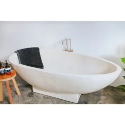 Terrazo Stone Bath Tub Freestanding - Natural -France and So Furniture FL1701WHT L3web