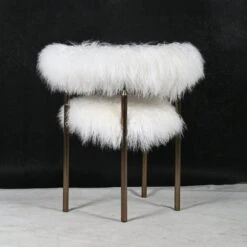 Lunde Mongolian Sheepskin Arm Chair 11 Lunde Mongolian Sheepskin Arm Chair -France and So Furniture FMC066WHT 2