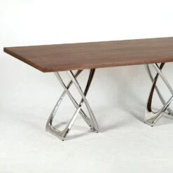 Balloon X Dining Table With Walnut Top -France and So Furniture FMT046CHR