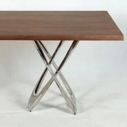 Balloon X Dining Table With Walnut Top -France and So Furniture FMT046CHR 2