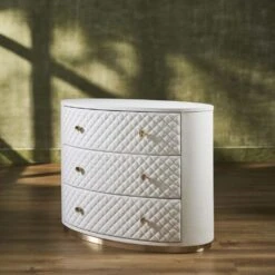 Harvard Three Drawer Quilted Leather Wrapped Chest - White -France and So Furniture FN 5218 482036 2 1536x1536 1