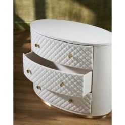 Harvard Three Drawer Quilted Leather Wrapped Chest - White -France and So Furniture FN 5218 482036 4