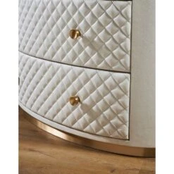 Harvard Three Drawer Quilted Leather Wrapped Chest - White -France and So Furniture FN 5218 482036 5