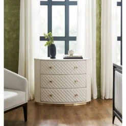 Harvard Three Drawer Quilted Leather Wrapped Chest - White -France and So Furniture FN 5218 482036 6