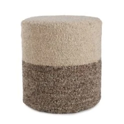 Rio Ombre Cream/ Brown Cylinder Pouf