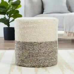 Rio Ombre Cream/ Brown Cylinder Pouf -France and So Furniture FOL02 2