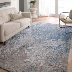 Renley Handmade Abstract Blue/Gray Area Rug (6'X9') -France and So Furniture FRG11 4