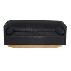 Ripley Sofa Noir Leather White Oyster - Black