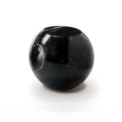 Solid Marble Sphere Italian Nero Marquina Side Table [$1000 Gift Card W/ Purchase!]