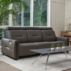 Monte Carlo 3 Seat 97" Power Recliner Sofa - Graphite Leather -France and So Furniture Fjords Monte Carlo 3 Seat AL Graphite Lifestyle 3
