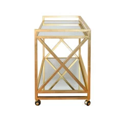 Gerard - Gold Leaf "X" Bar Cart W. Mirror Shelves -France and So Furniture GERARD G SIDE 37685.1591716817 ff708ebd de68 446e 9736 d7a14d70c5d1