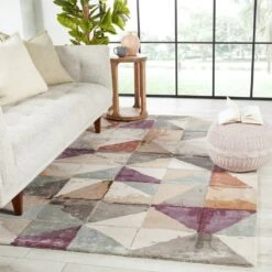 Tiber Handmade Geometric Purple/ Beige Area Rug (8'X11') -France and So Furniture GES58 4