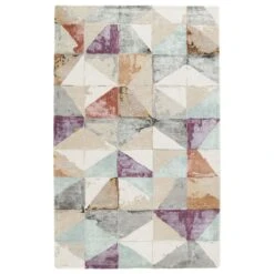 Tiber Handmade Geometric Purple/ Beige Area Rug (5'X8')