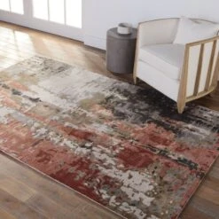 Cordelia Handmade Abstract Gray/ Red Area Rug (6'X9') -France and So Furniture GES59 4 4556fc53 ef43 4945 a129 34a624d5c220