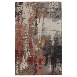 Cordelia Handmade Abstract Gray/ Red Area Rug (6'X9')