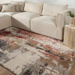 Cordelia Handmade Abstract Gray/ Red Area Rug (6'X9') -France and So Furniture GES59 6 05e121a5 b021 4c5e 9ae3 dc7ccafdd4c4