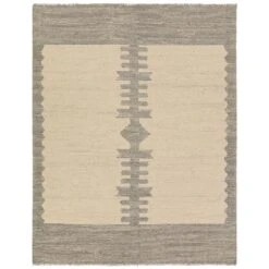 Hana Handmade Abstract White/Gray Area Rug (10'X14' Rectangle)