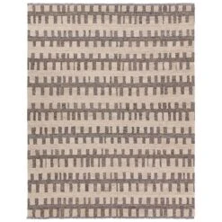 Lumina Handmade Striped Gray/White Area Rug (10'X14' Rectangle)