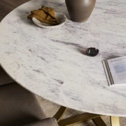 Torrance Dining Table - Polished White Marble -France and So Furniture IRCK 144 ESS 2