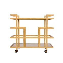 Ireland - Gold Leaf Bar Cart With Mirror Top -France and So Furniture IRELAND 20G FRONT