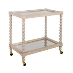 Isadore Bobbin Style Bar Cart In Light Cerused Oak -France and So Furniture ISADORE 20CO