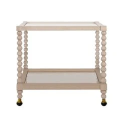 Isadore Bobbin Style Bar Cart In Light Cerused Oak