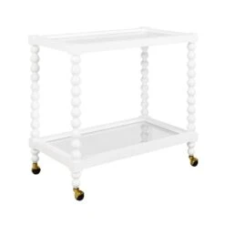 Isadore - Bobbin Style Bar Cart In White Lacquer