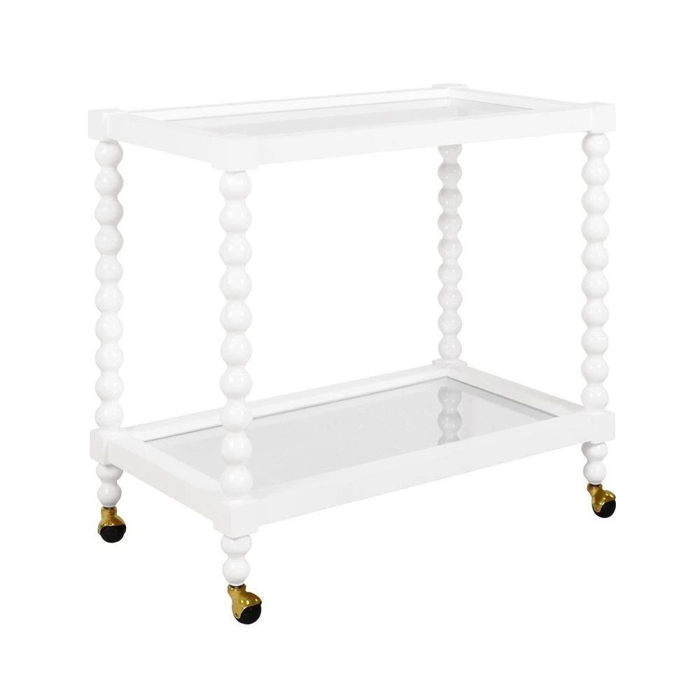 Isadore - Bobbin Style Bar Cart In White Lacquer 1 Isadore - Bobbin Style Bar Cart In White Lacquer