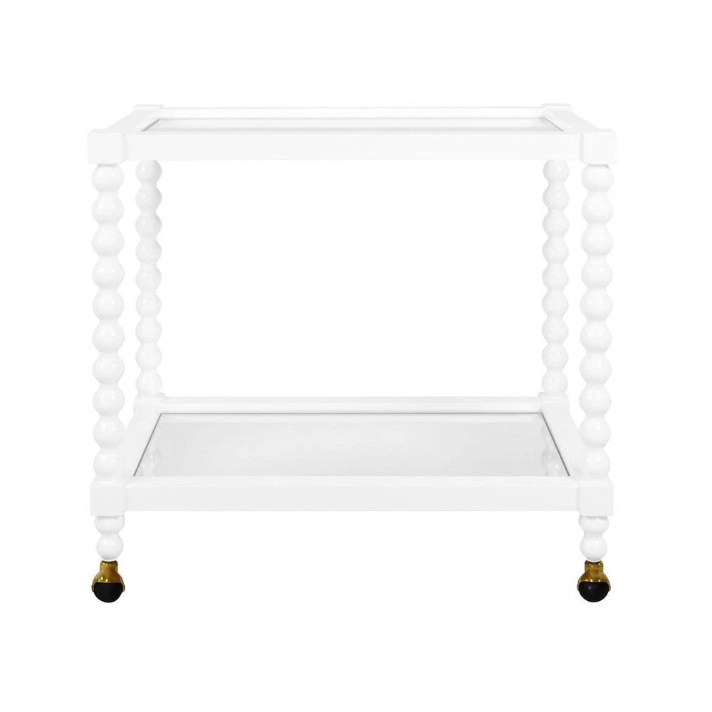 Isadore - Bobbin Style Bar Cart In White Lacquer 4 Isadore - Bobbin Style Bar Cart In White Lacquer - Image 4