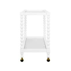 Isadore - Bobbin Style Bar Cart In White Lacquer 9 Isadore - Bobbin Style Bar Cart In White Lacquer -France and So Furniture ISADORE 20WH SIDE